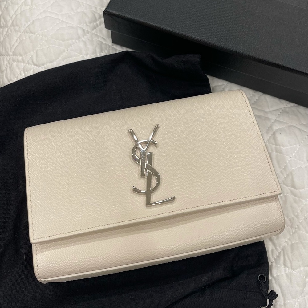 YSL kate small chain bag in grain de poudre embossed leather